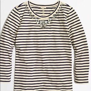J.CREW Embellished Striped Top